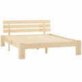 Letto Matrimoniale in Legno di Pino Massello con Testiera e Doghe 180x200 cm