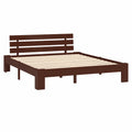 Letto Elegante in Legno Massello di Pino con Testiera 180x200 cm Marrone Scuro