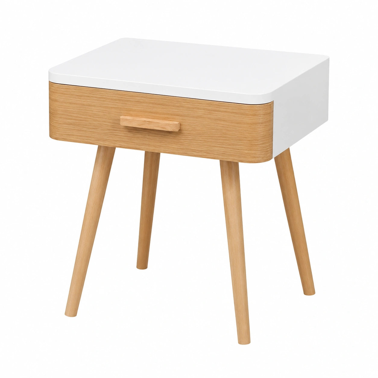 Tavolino in legno massello stile nordico, compatto e versatile per soggiorno e camera da letto