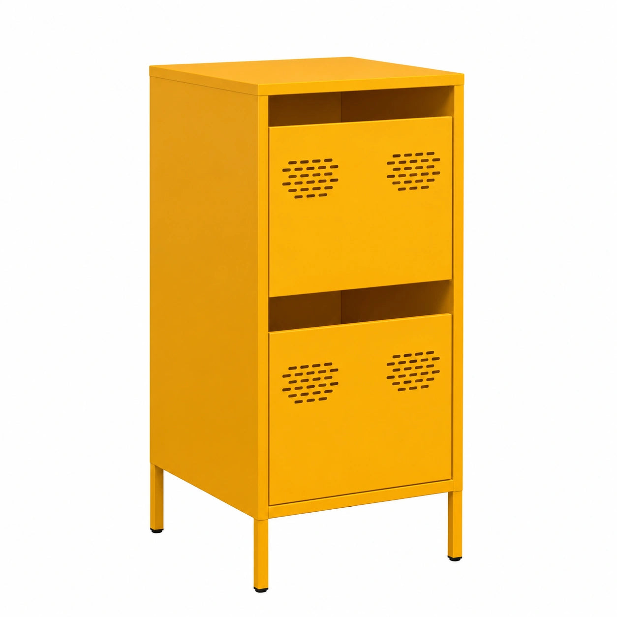 Armadio Moderno in Acciaio Giallo Senape con Ripiani, 35x39x73,5 cm