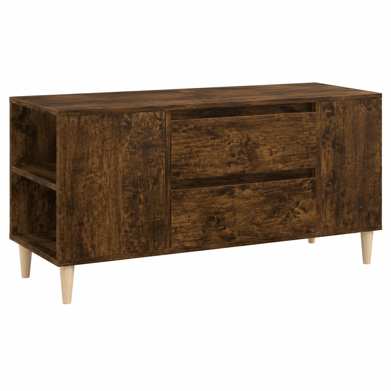 Mobile TV rovere affumicato scandinavo, 102x44,5x50 cm, 2 cassetti, per soggiorno