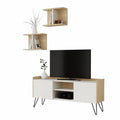 Mobile TV Scandinavo con 2 Ante e Ripiani, 125,5x33x56,5 cm, Bianco e Rovere