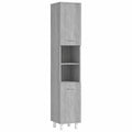 Armadio Alto da Bagno in Legno Sonoma Grigio 30x30x179 cm, Design Nordico Moderno