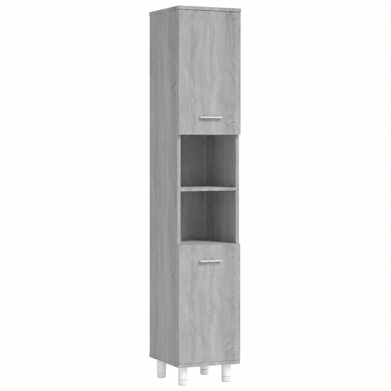 Armadio Alto da Bagno in Legno Sonoma Grigio 30x30x179 cm, Design Nordico Moderno