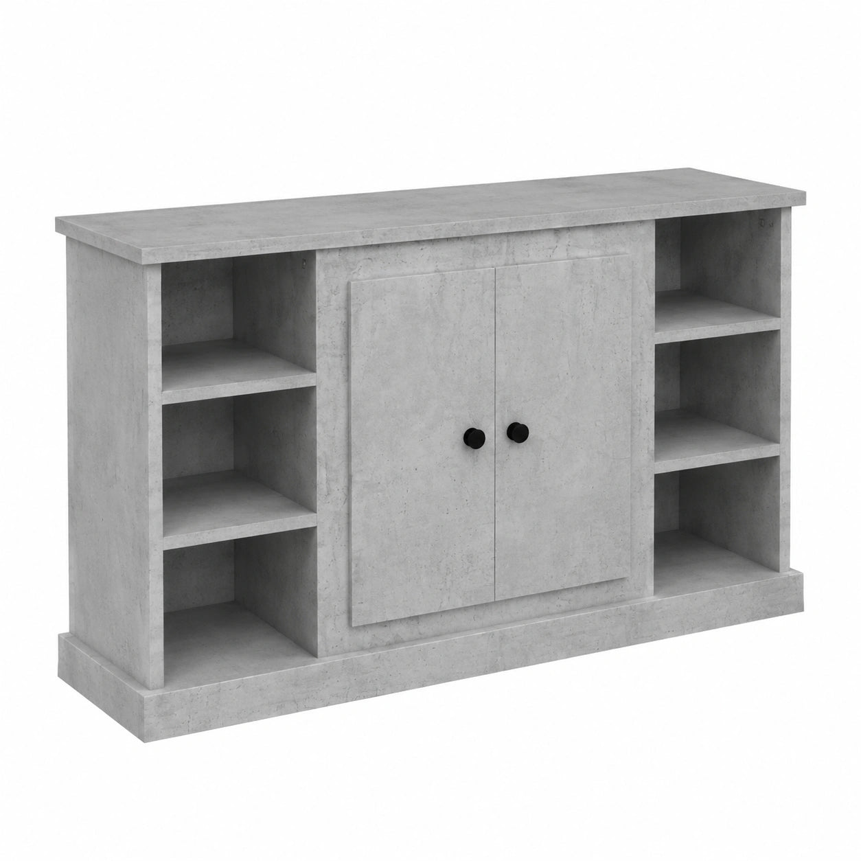 Mobile in Cemento Grigio con Ripiani Multipli, Credenza Moderna 100x35,5x60 cm, Design Italiano per Soggiorno e Camera
