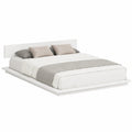 Struttura letto in legno bianco 120x190 cm con comodino, design moderno minimalista