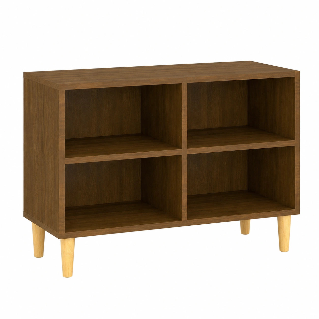 Mobile TV in legno massello stile scandinavo, 4 scomparti, effetto rovere
