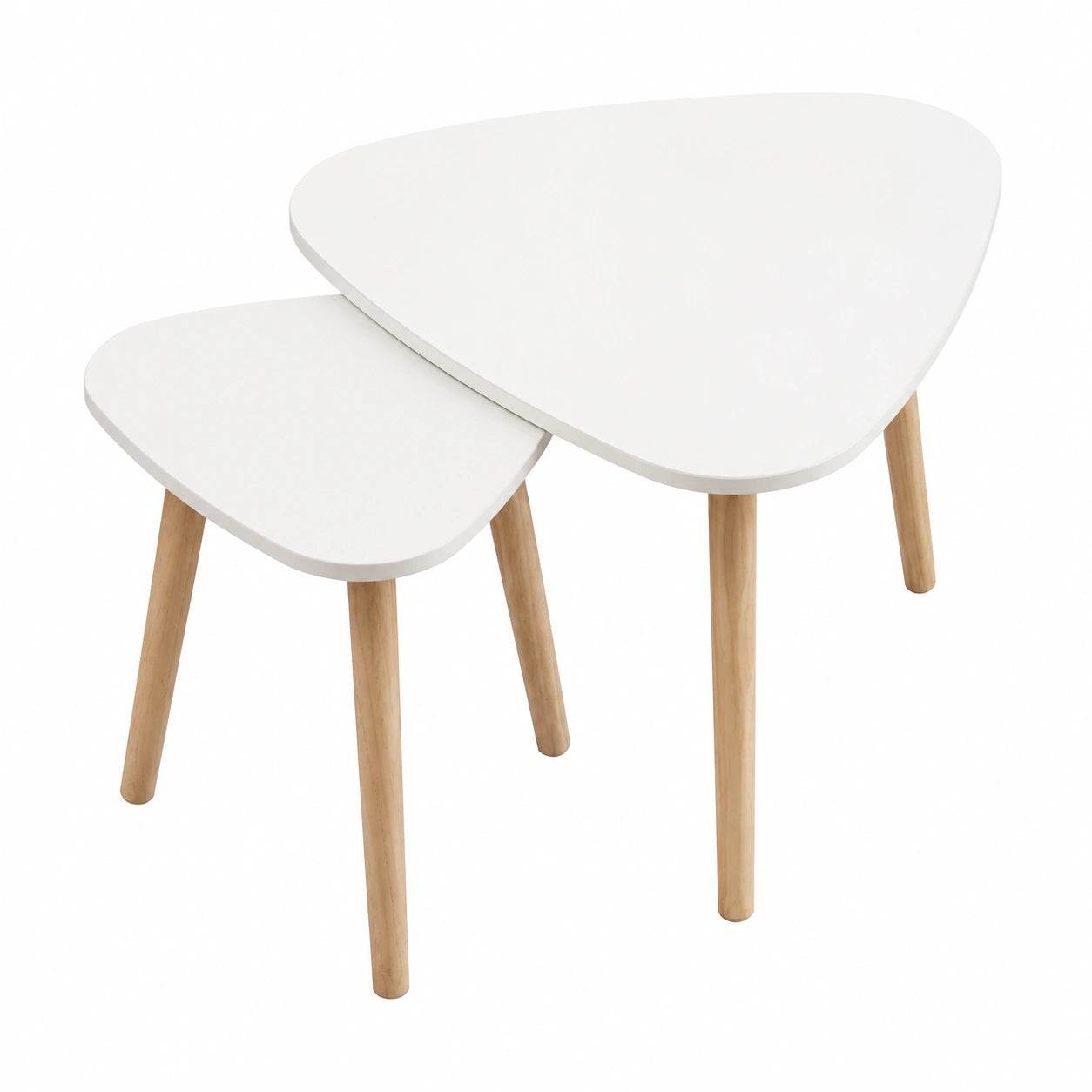 Set Tavolini Sovrapponibili Stile Nordico in Legno per Salotto e Camera