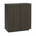 Credenza Moderna in Legno e Antracite per Soggiorno e Cucina, 2 Ante Stile Cannetè, 120x43x126 cm