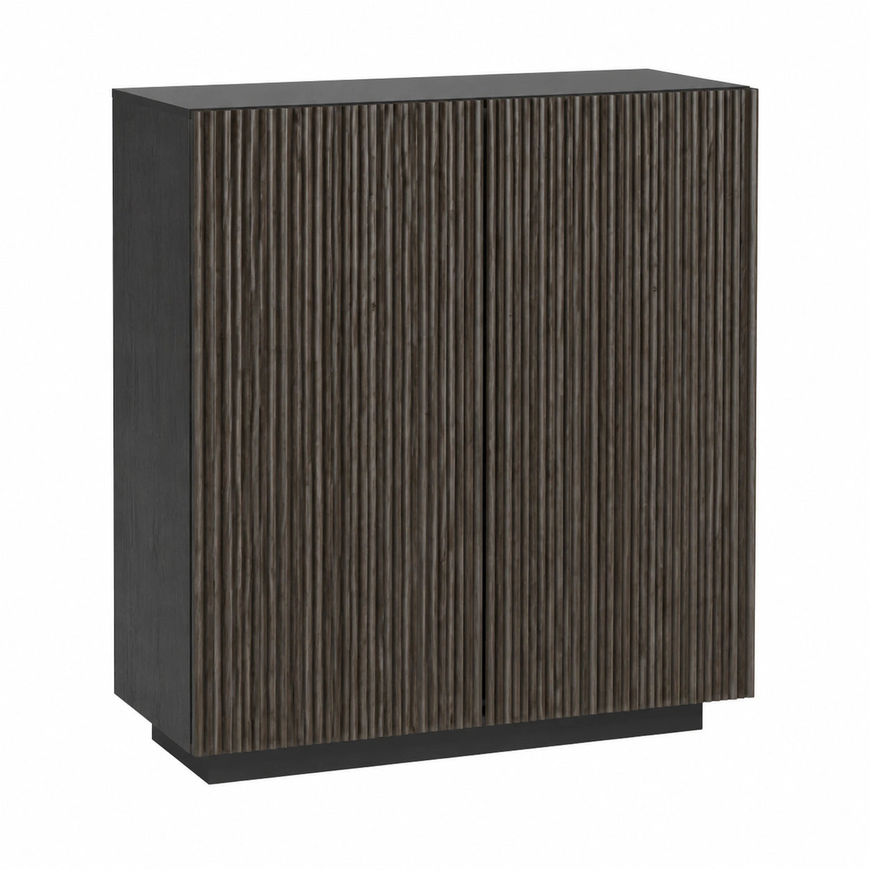 Credenza Moderna in Legno e Antracite per Soggiorno e Cucina, 2 Ante Stile Cannetè, 120x43x126 cm