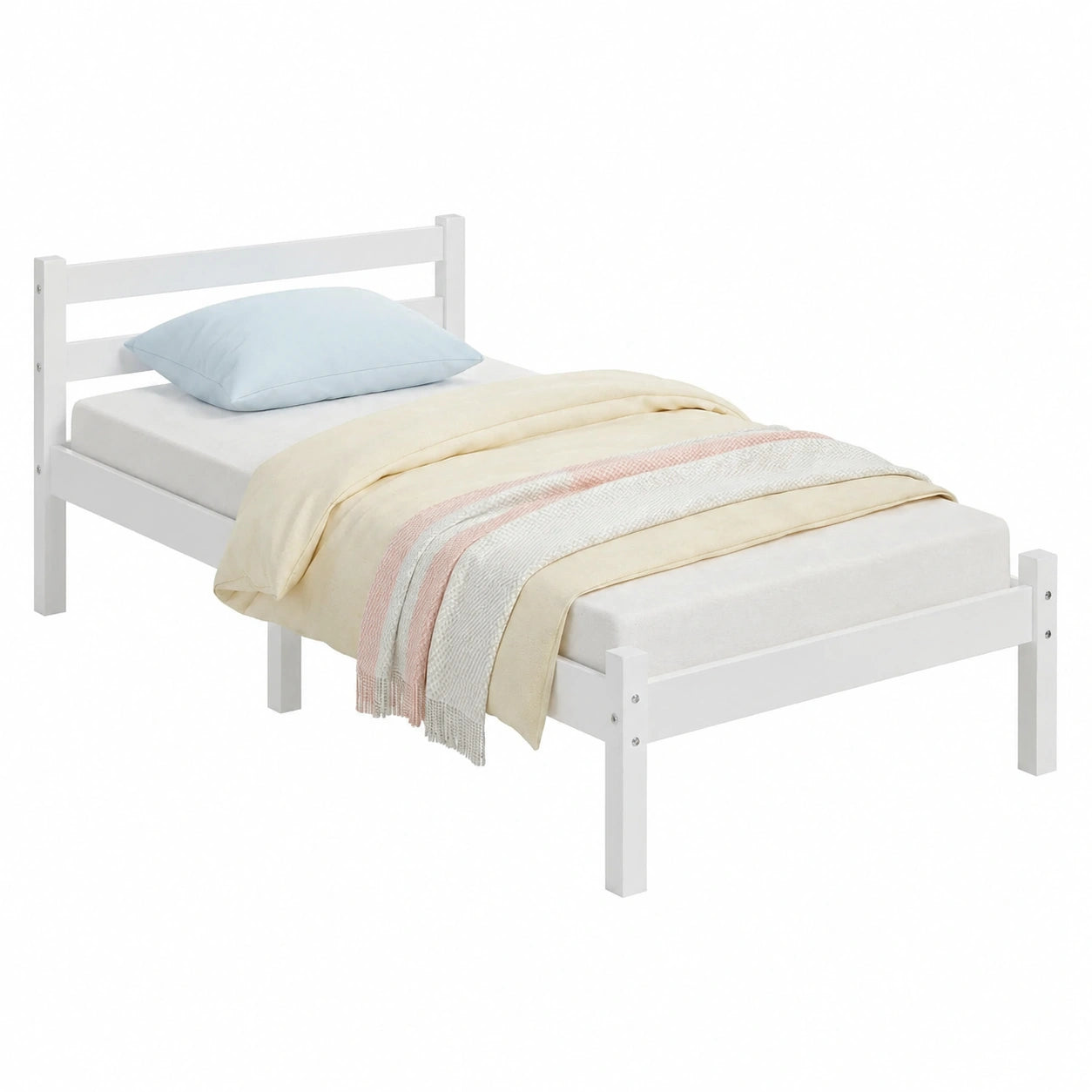 Letto Singolo in Legno Stile Nordico con Spazio di Archiviazione
