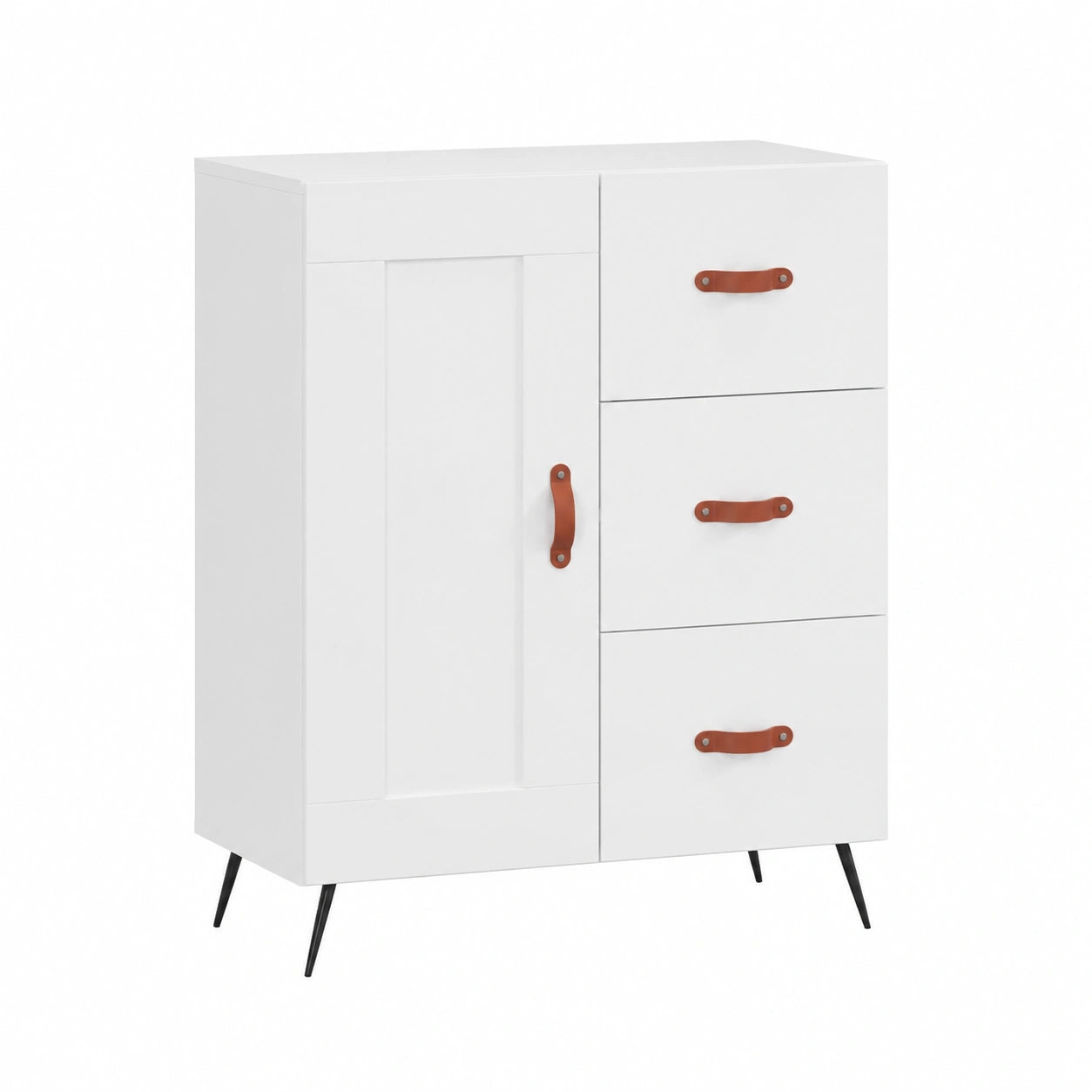 Mobile Buffet Moderno in Legno Bianco Lucido per Soggiorno 70x35x90 cm