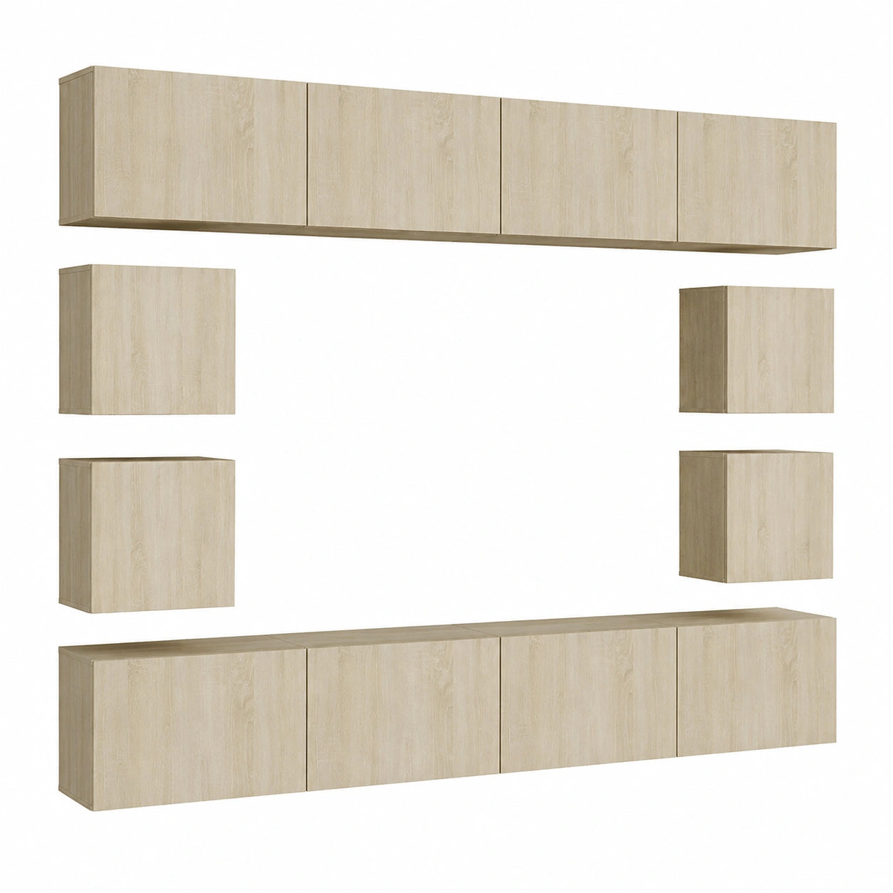 HOMELEN - Set 8 pezzi mobili TV in rovere Sonoma, stile scandinavo per soggiorno e camera da letto