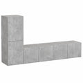 HOMELEN - Set Mobili TV Scandi 4 Pezzi in Legno Cemento Grigio