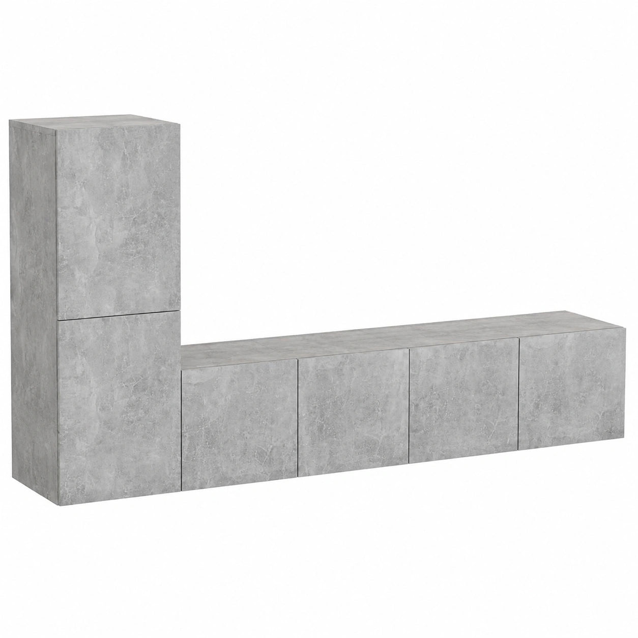 HOMELEN - Set Mobili TV Scandi 4 Pezzi in Legno Cemento Grigio