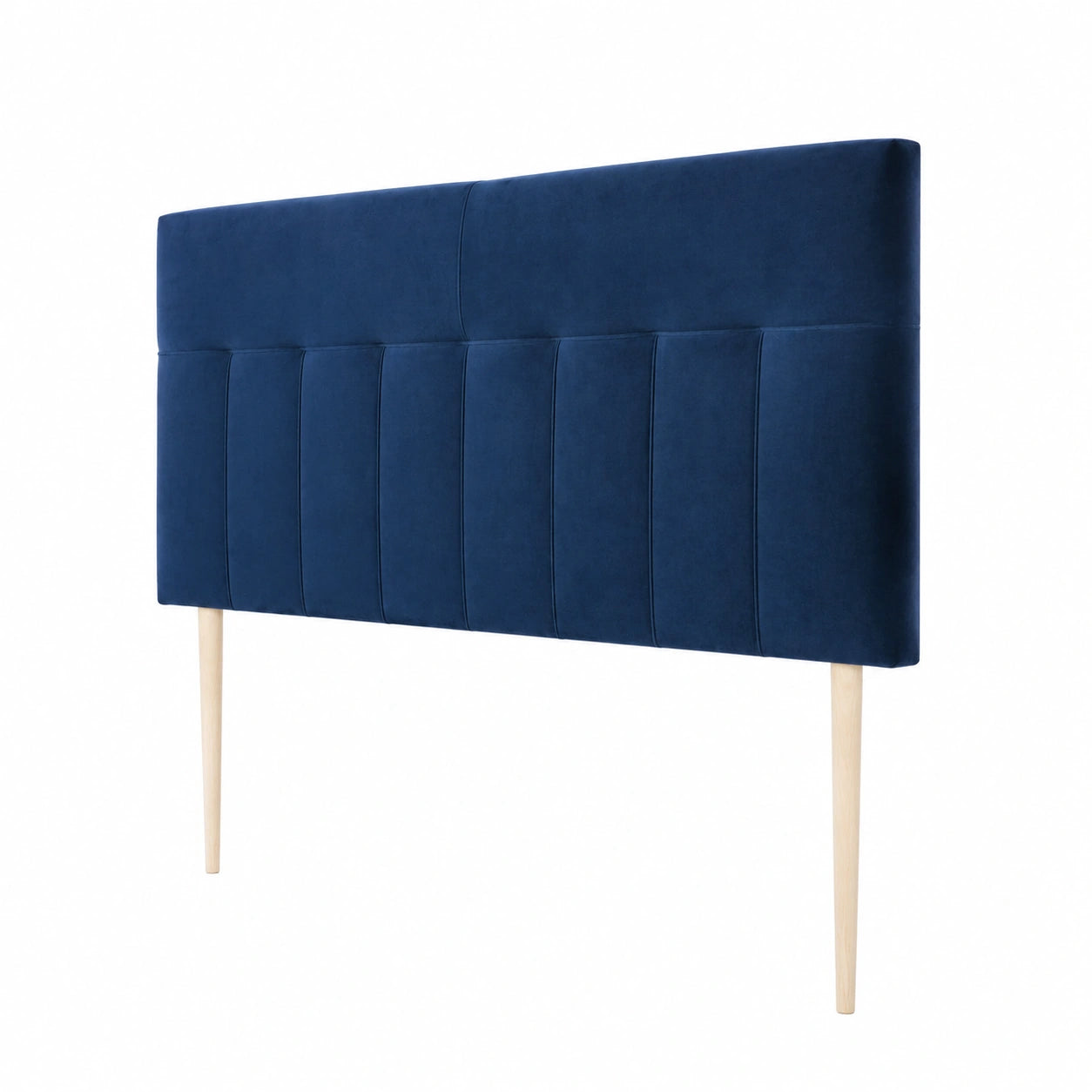 Testiera in Velluto Blu Scuro 160x100 con Gambe in Legno e Kit di Montaggio