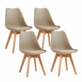Set di 4 Sedie Nordiche con Gambe in Faggio e Cuscino Imbottito - Marrone