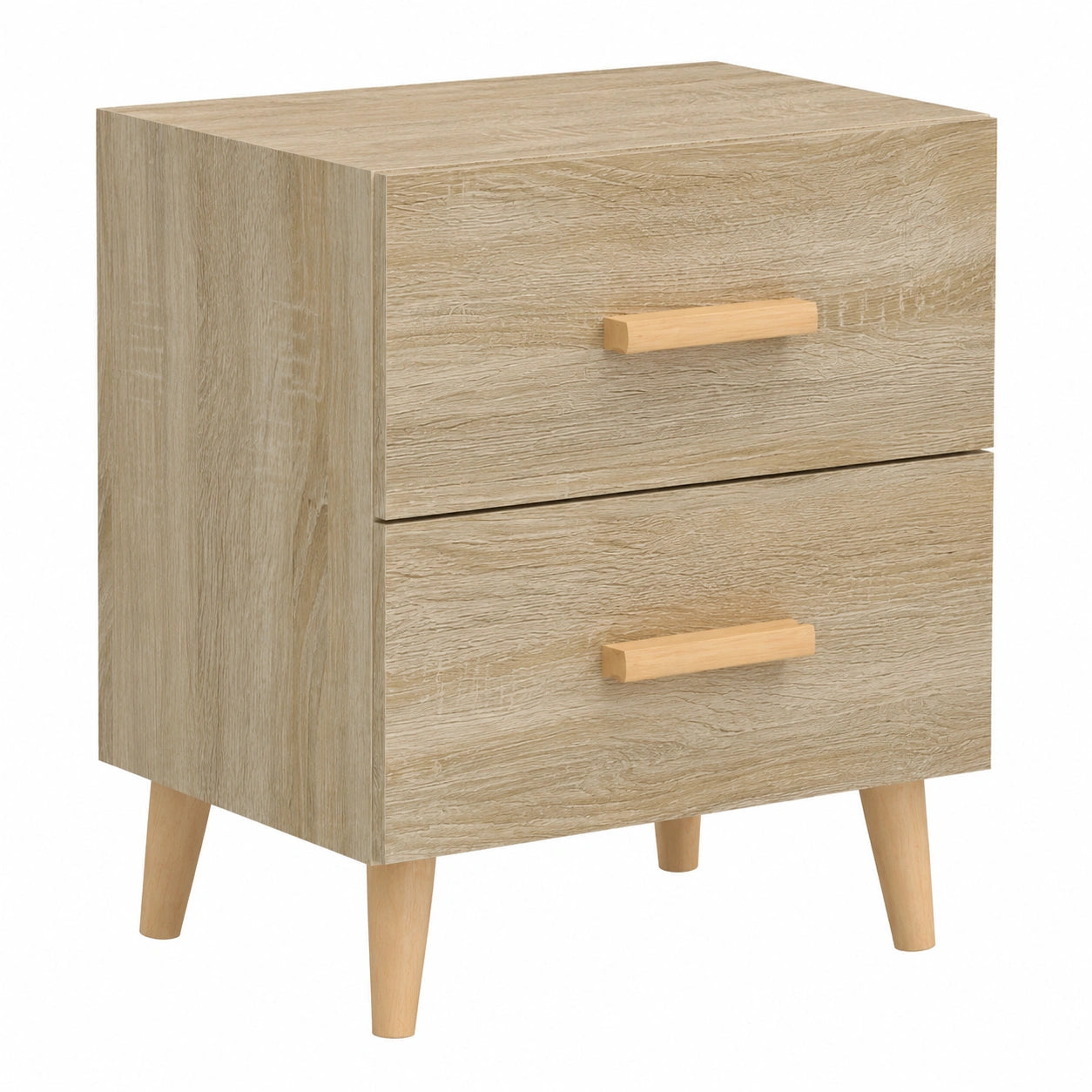Tavolino Scandinavo in Rovere Sonoma con 2 Cassetti, 40x35x47,5 cm