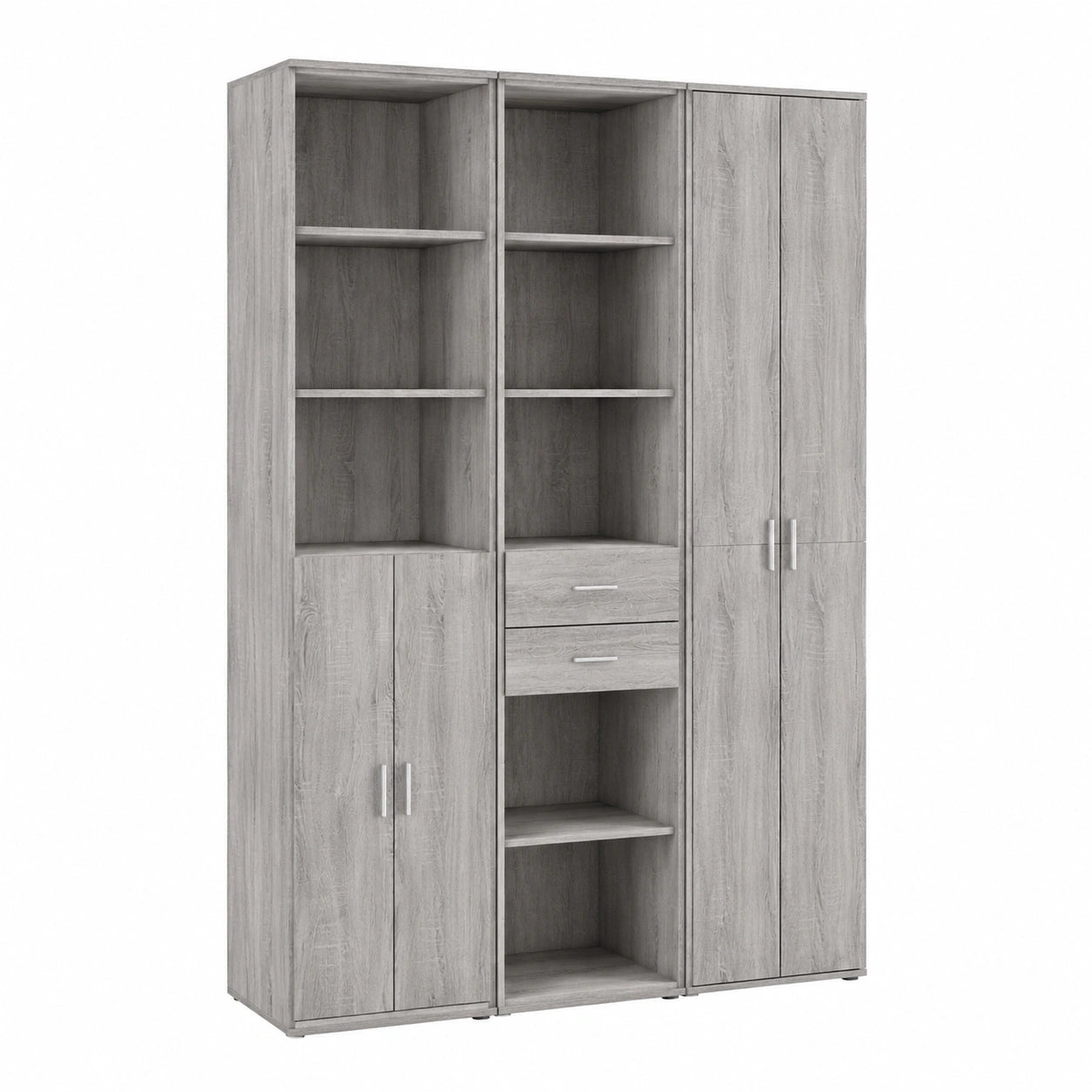 Libreria Moderna in Legno Grigio Sonoma per Soggiorno e Camera 185 cm