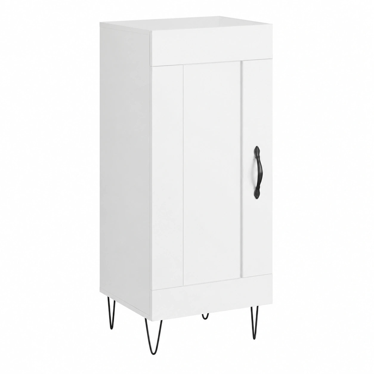 Mobile Contenitore Bianco Lucido in Legno Multistrato con 3 Scomparti 34,5x34x90 cm per Salotto e Camera da Letto