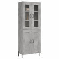 Mobile Moderno Grigio Cemento con Ripiani in Legno 69,5x34x180 cm per Soggiorno e Camera da Letto