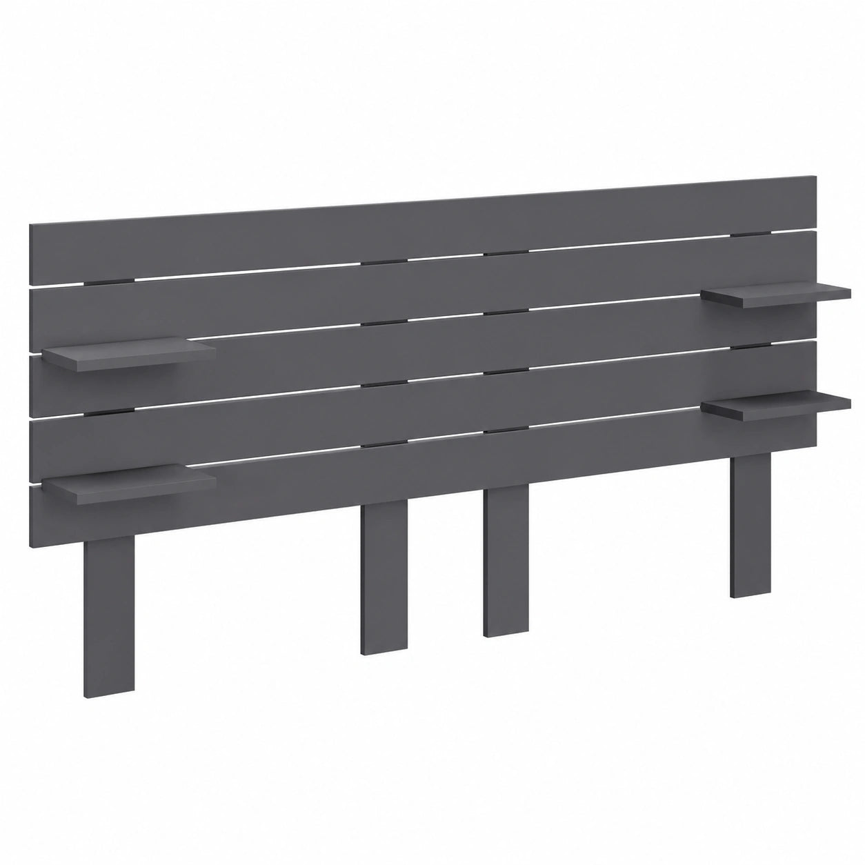 Testiera Letto Nordico in Legno Riciclato con Ripiani, 220cm, Grigio