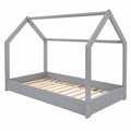 Letto per Bambini in Stile Scandinavo con Struttura in Legno, 160x80cm, Grigio