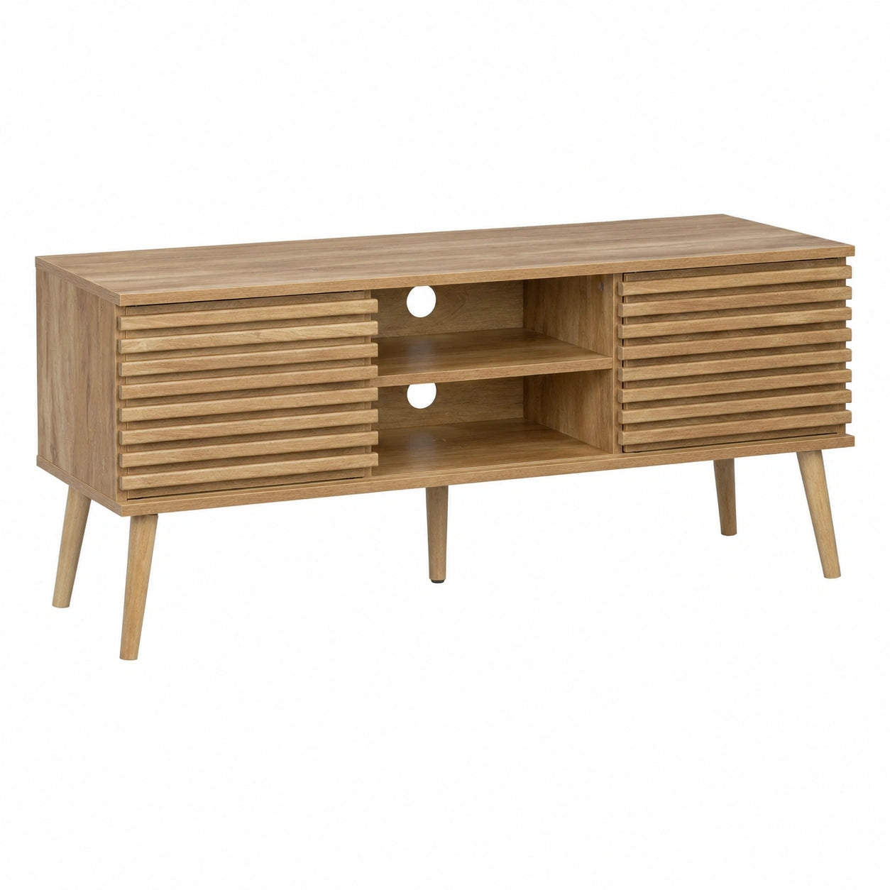 Mobile TV in legno naturale a 2 ante, 120 cm