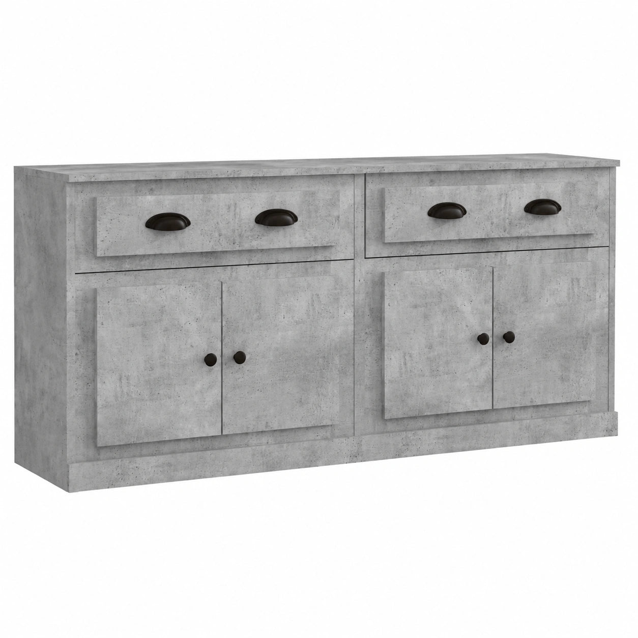 Set di Credenze Moderne in Legno Grigio Cemento per Soggiorno e Camera da Letto