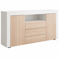 Madia Soggiorno Yanis con Credenza a Due Ante e Tre Cassetti, Bianco e Rovere Sonoma, 160x72x35cm