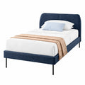 Letto Singolo in Legno con Testata Arrotondata, Facile Montaggio, Design Moderno Blu, Modello Tokio